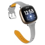 TenCloud Straps Compatible with Fitbit Versa 3 Strap, Replacement Slim Leather Wrist Band Bracelet for Fitbit Sense/Versa 3 Smartwatch (Gray)