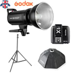 UK Godox SK300II 300W 2.4G Flash Strobe+95cm softbox+light stand+X1T-S for Sony