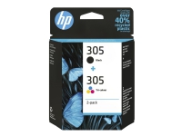 HP 305 - 2-pack - svart, färg (cyan, magenta, gul) - original - bläckpatron - för Deskjet 23XX, 27XX, 28XX, 41XX, 42XX DeskJet Plus 41XX ENVY 60XX, 64XX ENVY Pro 64XX