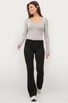 Gina Tricot - Byxor Soft Touch Folded Flare Trousers - Svart