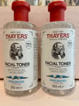 2 x Thayers Unscented Witch Hazel  Toner with Aloe Vera 12ft oz (355ml each)