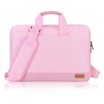 SIMBOOM 13 Inch Laptop Sleeve Bag with Shoulder Strap, Portable Tablet Briefcase with Accessories Organizer Pouch Compatible with MacBook Pro 13 inch, Acer / Asus / Dell / HP / Lenovo - Pink