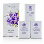 Yardley April Violets Luxury Soap 3 x 100g For Her Brand New and Authentic