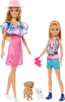 Barbie & Stacie Doll Set with 2 Pet Dogs & Accessories, Dolls with Blonde Hair & Blue Eyes, Summer Clothes, HRM09