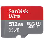 SanDisk 512 Go Ultra microSDXC UHS-I carte + Adaptateur SD, avec jusqu'à 150 Mo/s, Classe 10, U1, homologuée A1