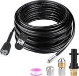 GOUTS ET COULEURS30M Tuyau Deboucheur Canalisation Haute Pression 180Bar Tuyau Déboucheur Flexible Tuyau Nettoyeur Haute Pression Avec 2 Buse 3 Adaptateurs Pour Kärcher K2-K7 Lavor Parkside Bosch