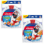 2x Vileda Turbo Mop Head Refill 2pcs Replacement Easy Wring & Clean Microfibre