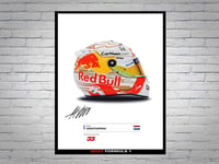 Max Verstappen Red Bull Racing F1 Formula 1 2021 Helmet Signed Poster A4