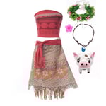 Disney Flickor Kostym Vaiana Klänning Sommar Barn Födselsedagsfest Moana Prinsessa Cosplay Husdjur Gris Kyckling Set Halloween Förklädnad F Moana Set 5-WELLNGS F Moana Set5 17-8T (140)