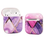 Imikoko Airpods Case Glitter Cover for Apple AirPods 1 2 with Silver Bling Lines Stylish Airpods Skin Protective Soft TPU Shockproof Earphones Earpods Earbuds Case (Purple Splice)