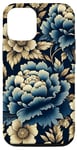 iPhone 12/12 Pro Navy and Gold Peony and Blossom Seamless Pattern Case
