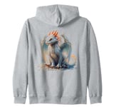 cool white asian dragon sitting lucky mythical japanese art Zip Hoodie