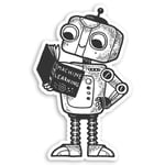 2 x 10cm Cute Reading Robot Vinyl Stickers - Kids School Laptop Sticker #34032 (10cm Tall)