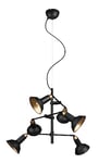 Trio, Suspension, Roxie 6xE14, max.10,0 W Corps: Métal, noir mat L:60,0cm, H:150,0cm, Ø:60,0cm Pivotant,IP20,Sans illuminant,Réglable en hauteur