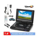 7.8-inch Portable DVD Player Swivel Screen with TV Function + Car Charger + Game