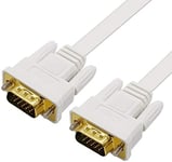 DTECH Slim Flat VGA Cable 20m Male to Male SVGA Cable Computer Monitor Cord High Resolution 1080p for Projectors HDTVs Displays- White
