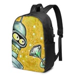 Lawenp Futur-AMA Bender Durable Travel Backpack School Bag Laptops Backpack with USB Charging Port for Men Women