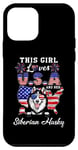 Coque pour iPhone 12 mini This Girl Loves USA and Her Dog 4th of July Siberian Husky