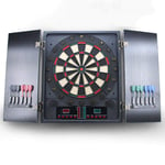 Litty Dart Board Cabinets, 18 Inches Darts Board Set Automatic Scoring, Darts for Electronic Dart Board with Double Doors and 12 Plastic Head Darts