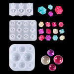 FineInno 3D Diamond Gem Silicone Mold Cabochons Jewelry Silicone Casting Mould Crystal Gem and Oval Beads Epoxy Resin Casting Moulds for Pendent Bracelet Necklace Jewelry Making (3 Molds)