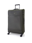 Rock Luggage Paris 8 Wheel Softshell Lightweight Large Suitcase With Lock -Green