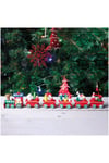 Wooden Christmas Train Set Decoration in Red
