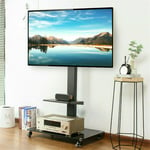 Rolling Trolley TV Floor Stand Portable Television w /Swivel VESA Bracket 32-70"