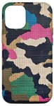 iPhone 14 Pro Cross Stitch Style Camouflage Pattern Case