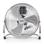 KEPLIN 16" Heavy Duty Chrome Floor Fan with 3 Speeds and Adjustable Fan Head, Standing Metal Pedestal Fan with Powerful Circulation, Ideal for Indoor & Outdoor use Home, Gym, Office, Garage