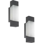 2 PACK IP44 Outdoor Wall Light Anthracite Porch Accent Lamp 4.8W Built in LED