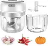 Mini Food Chopper, Onion Chopper, Small Food Processor for Garlic, Vegetables, Salad and Herbs. Baby Food Blender, Wireless Portable Electric Vegetable Grinder, 250mls, White