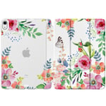 MoKo Case Fit iPad Air Case 5th/4th Generation 2022/2020, Slim Trifold Stand Cover with Soft Frosted Back, Auto Wake/Sleep, Support Touch ID and iPad 2nd Pencil Charging,Fragrant Flowers