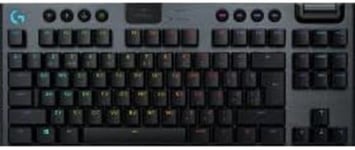 Logitech G915 TKL Tenkeyless Lightspeed Wireless RGB Mechanical Gaming Keyboard, Switchs Plats, LIGHTSYNC RGB, Advanced Wireless and Bluetooth Support, Belge AZERTY Layout - Noir