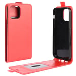 iPhone 12 mini - Vertikalt läderskal Röd