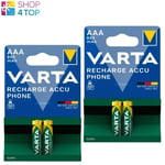 4 VARTA Recharge Battery Phone Batteries AAA LR03 800mAh Nimh 2BL HR03 1.2V New