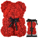 Rose Teddy Bear Rose Bear mothers day mum gifts for Women Gifts girlfriend birthday gifts for Her Teen Girls Gifts Rose Flowers Bear, Mothers Gifts Anniversary Birthday Valentine Day - Rose Bear (red)