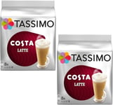 Tassimo Costa Latte Pods 2 Pack - 32 T-Discs / 16 Drinks (Total 2 Packs)