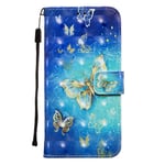 Samsung Galaxy A21S Case, Flip Shockproof 3D PU Leather Notebook Wallet Protective Cover with Magnetic Closure Stand Card Holder TPU Bumper Folio Shell for Samsung A21S Phone Cover, Blue Butterfly