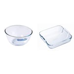 Pyrex Glass Bowl 3.0L, Pack of 1 & Glass Square Roaster, 25 x 21cm