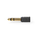 Stereo Audio Adapter | 6.35 mm Hane | 3.5 mm Hona | Guldplaterad | Rak | ABS | Svart | 10 st. | Plastpåse