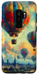 Coque pour Galaxy S9+ Ballons à air chaud de style impressionniste planant à travers les nuages.