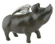 Kare Design Piggy Bank Rockstar Pig, black/silver, wings, 17x23x10cm