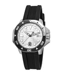 Roberto Cavalli RC5G044P0055 Mens Quartz Stainless Steel Silver Silicone 10 ATM 42 mm Watch - Black - One Size