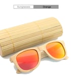 LIKCO 2020 New Sunglasses, Bamboo Wood Retro-Coated Bamboo Legs Polarized Bamboo Sunglasses Wooden Glasses Men And Women Big Frame,Orange Polarized