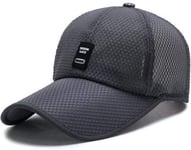Baseball cap Men's summer mesh cap men's long brim sun hat breathable long brim outdoor sports cap male dark gray