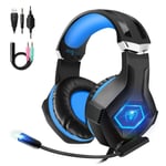 BlueFire Gaming Headset, Headset for Xbox one, PS4 Headset, Comfort Noise Reduction Crystal Clarity 3.5mm with RGB LED Headphone for Nintendo Switch/Xbox one s/Computer/PC (Blue)