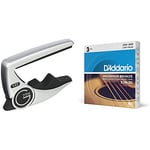 G7th Performance 3 Capo with ART (Steel String Silver) & D'Addario EJ16-3D Phosphor Bronze Light (.012-.053) Acoustic Guitar Strings 3-Pack