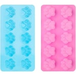 2-pack Paw Silikonformar, 10 Håligheter Choklad Paw Form Hund Silikonform Återanvändbar Valp Katt Paw Isbitformar DIY Bakverk Verktyg för Pudding