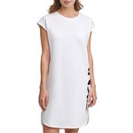 DKNY SPORTSWEAR Women's P0rd1b2j, Cap Slv Logo T-shirt Tshirt Dress, White, S UK