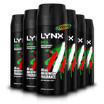 6x Lynx Africa Body Spray Deodorant 48H Mandarin & Sandalwood Scent 150ml